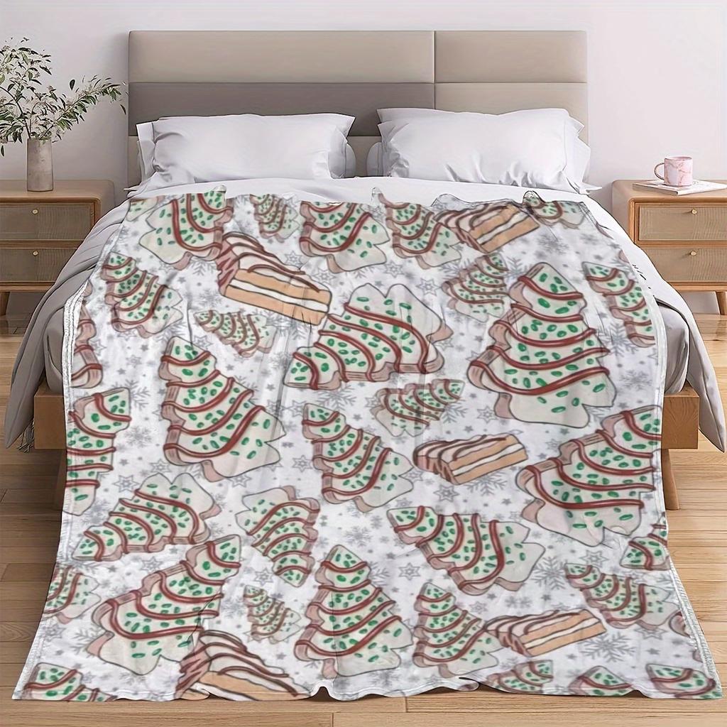 Cozy Christmas Tree Cake-Shaped Throw Blanket - Soft, All-Season Flannel Shawl for Sofa, Bed, and Travel - Perfect Gift for Ever