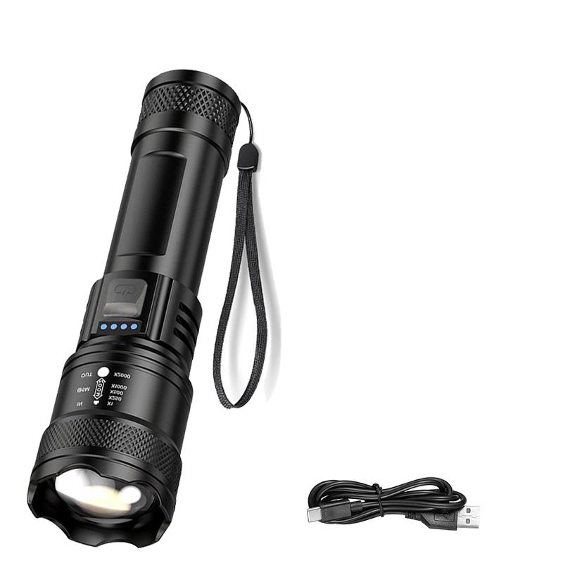 Super Bright LED Flashlight Type-C Rechargeable Long Range Tactical Torch Outdoor Waterproof Emergency Camping Fishing Lantern