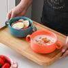Ceramic Western Soup Cup Binaural Baking Small Bowl Dessert Bowl Bird'S Nest Bowl Tremella Steamed Egg Water-Proof Gift