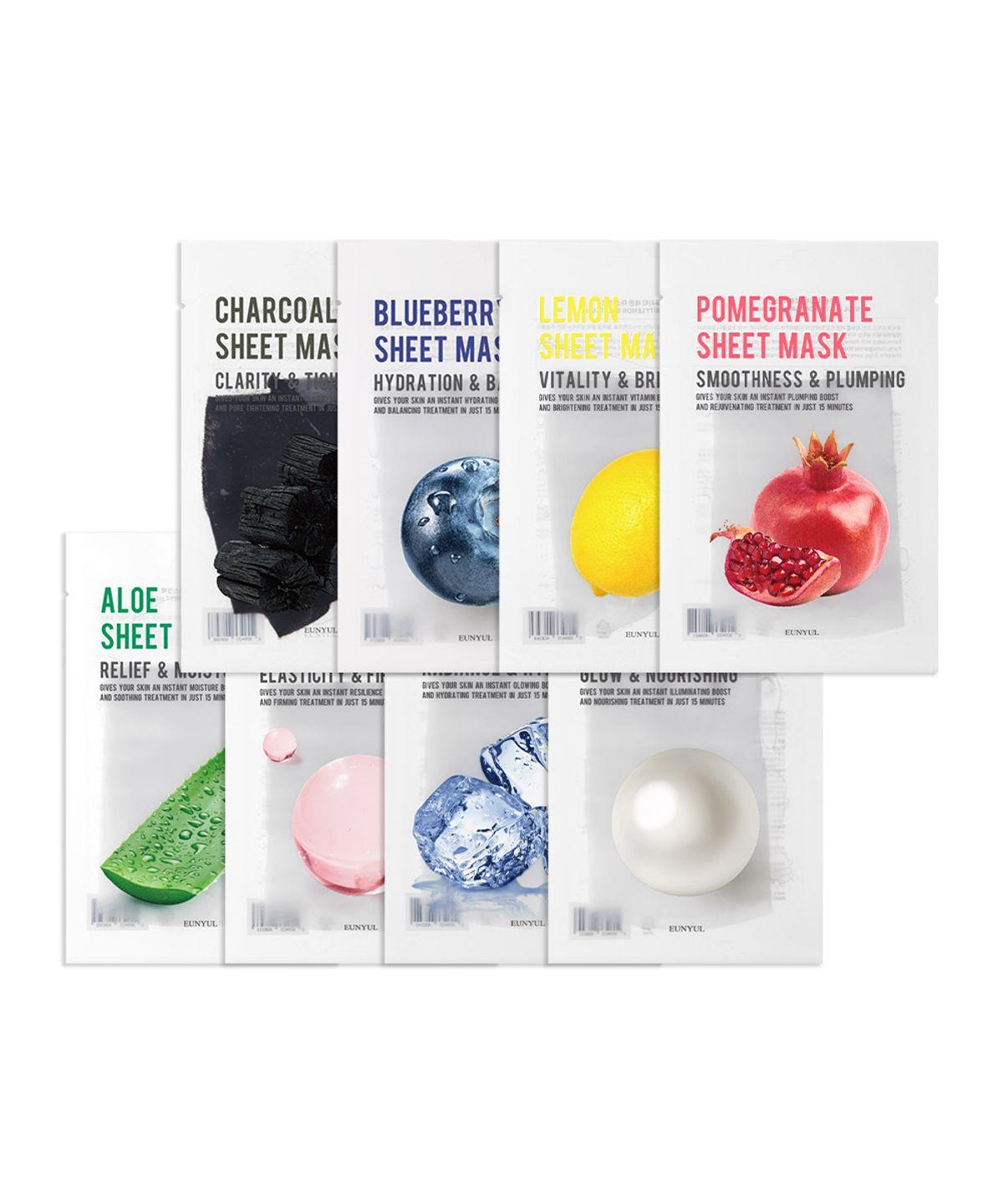 Purity Mask Packs, 8 types, 5 sheets each, 40-sheet pack