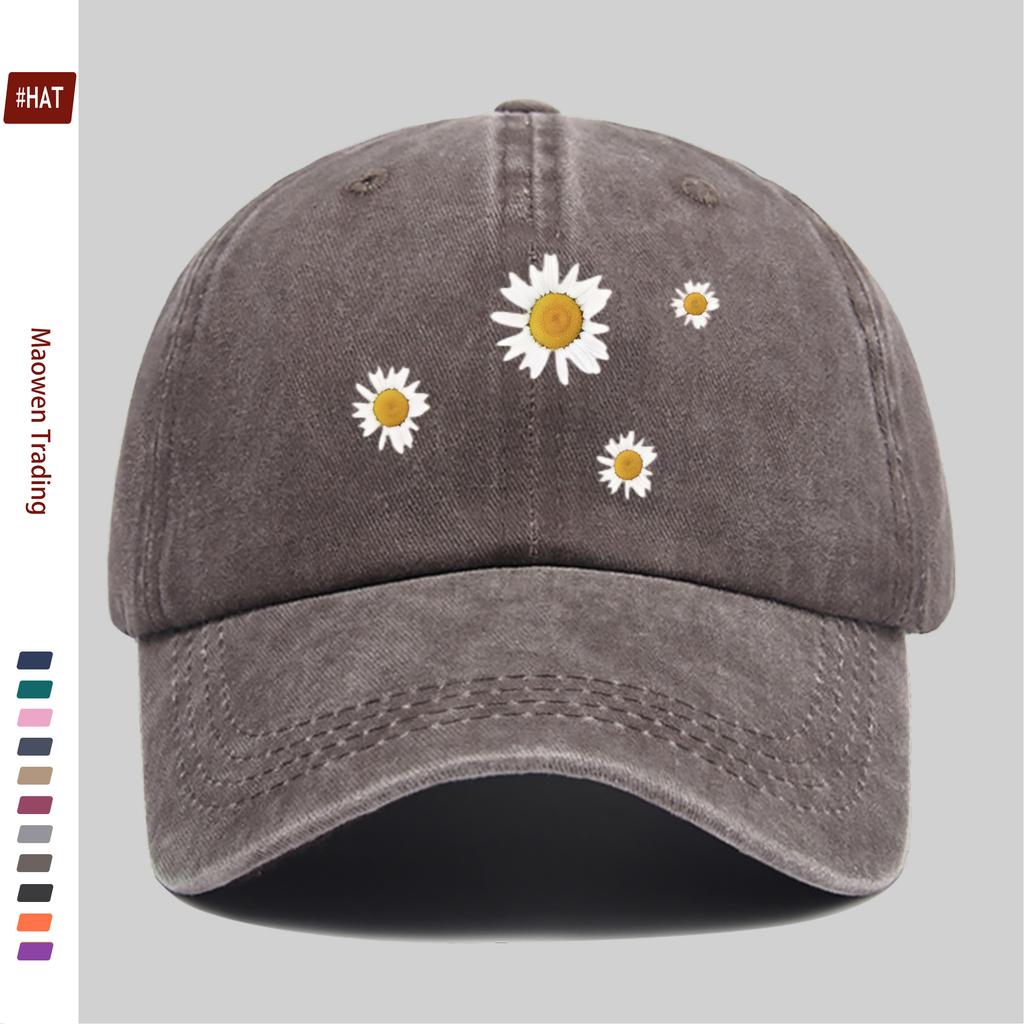 Pc Little Daisy Print Baseball Cap Trucker Sun Hat Comfortable and Lightweight Papa Hat Mom and Dad Beach Party Decorative H