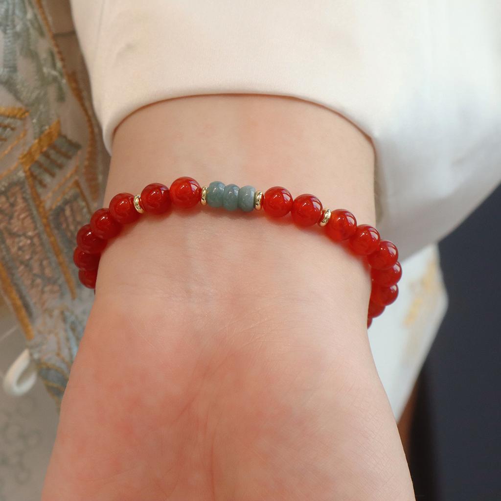 Simple Natural Agate Transfer Bead Bracelet Elastic Bracelet Fashion Women Daily Jewelry Lucky Gift