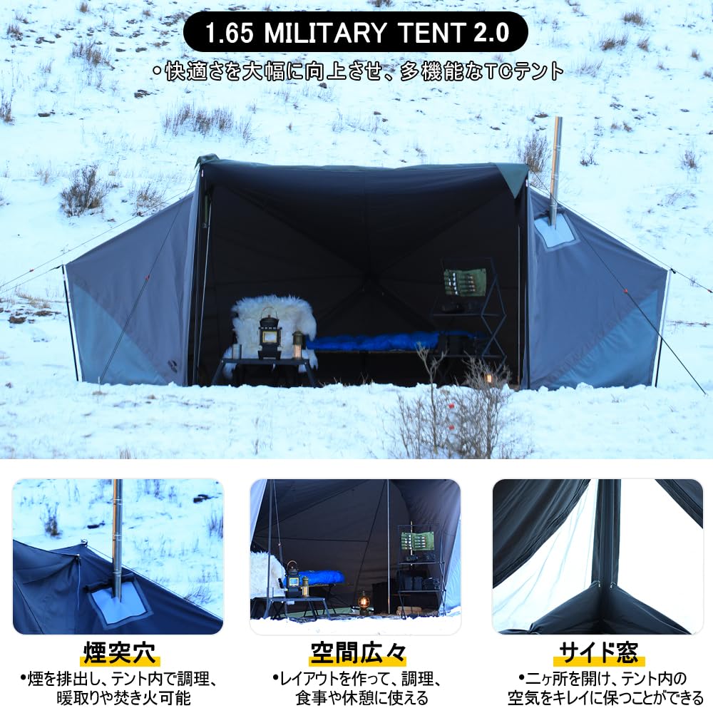 Askeri Çadır Geniş Askeri Rahat Pop Çadır Baca Deliği Malzeme Güneşlik Polyester Pamuklu Şenlik Ateşi Çadırı Gölge Koyu Çok İşlevli Kamp