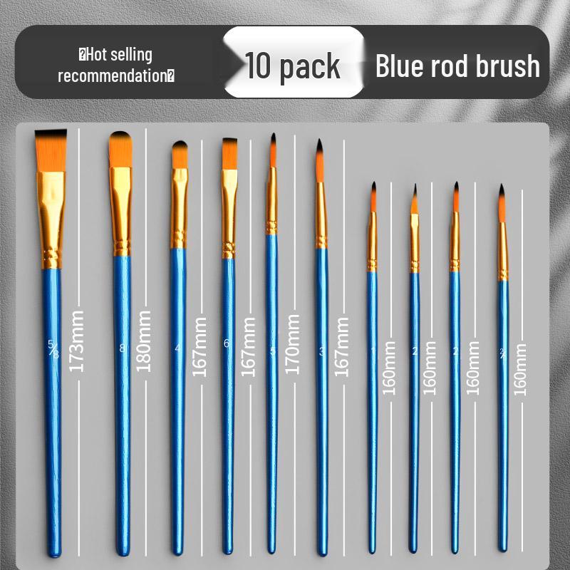 Gouache, Oil, Acrylic & Watercolor Brush Set — Nylon Hair Brushes for Art Students & Children