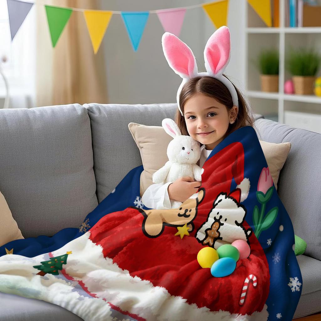 Cute Cartoon Line Puppy Maltese Printed Soft Plush Blanket Warm Blanket for Sofa Bed Suitable for Birthday Girls Christmas Gifts