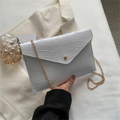 Small Square Shoulder Bags Women Crossbody Pure Color Chain Bag Leather Female Crocodile Pattern Messengers Bag Envelope Totes