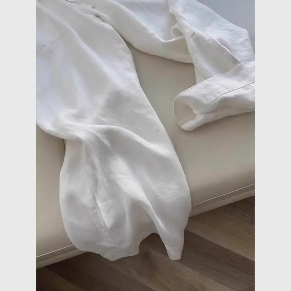 Unisex Summer Linen Cotton Wide-Leg Pants - Breathable, Lightweight, Loose Fit