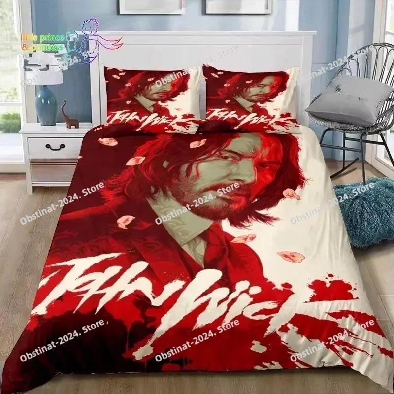 Thriller Film John Wick Bedding Set Print single Comforter Quilt Bed Cover Duvet Cover Pillow Case 3 Pieces Sets Kids Adult Size