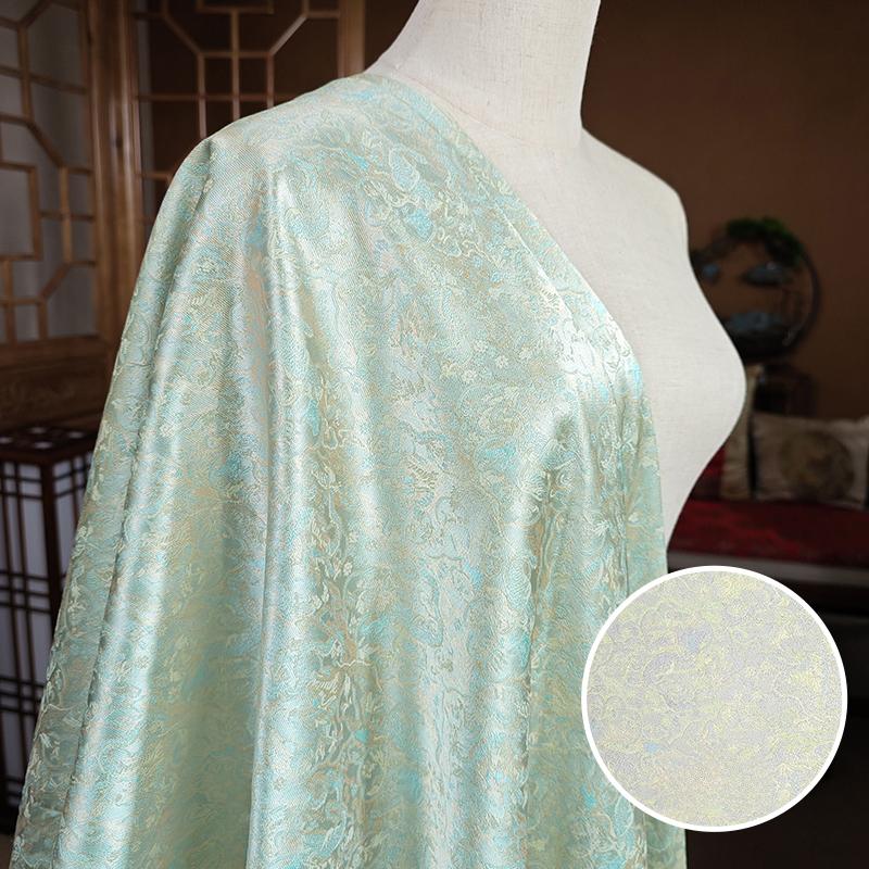 Embossed Jacquard Fabric White Beige Goldfish Design Sewing Material Cheongsam Dress Party Garment Wide 150cm Sold By Meter