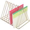 Iron Magazine Holder Triangular Book Letter Storage Metal Desktop File Sorter Organizer Gold