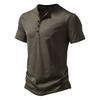 Men Summer T-shirt Solid Color Pullover Buttons O Neck Short Sleeves Daily Wear Thin Mid Length Breathable Men Top Men Clothes