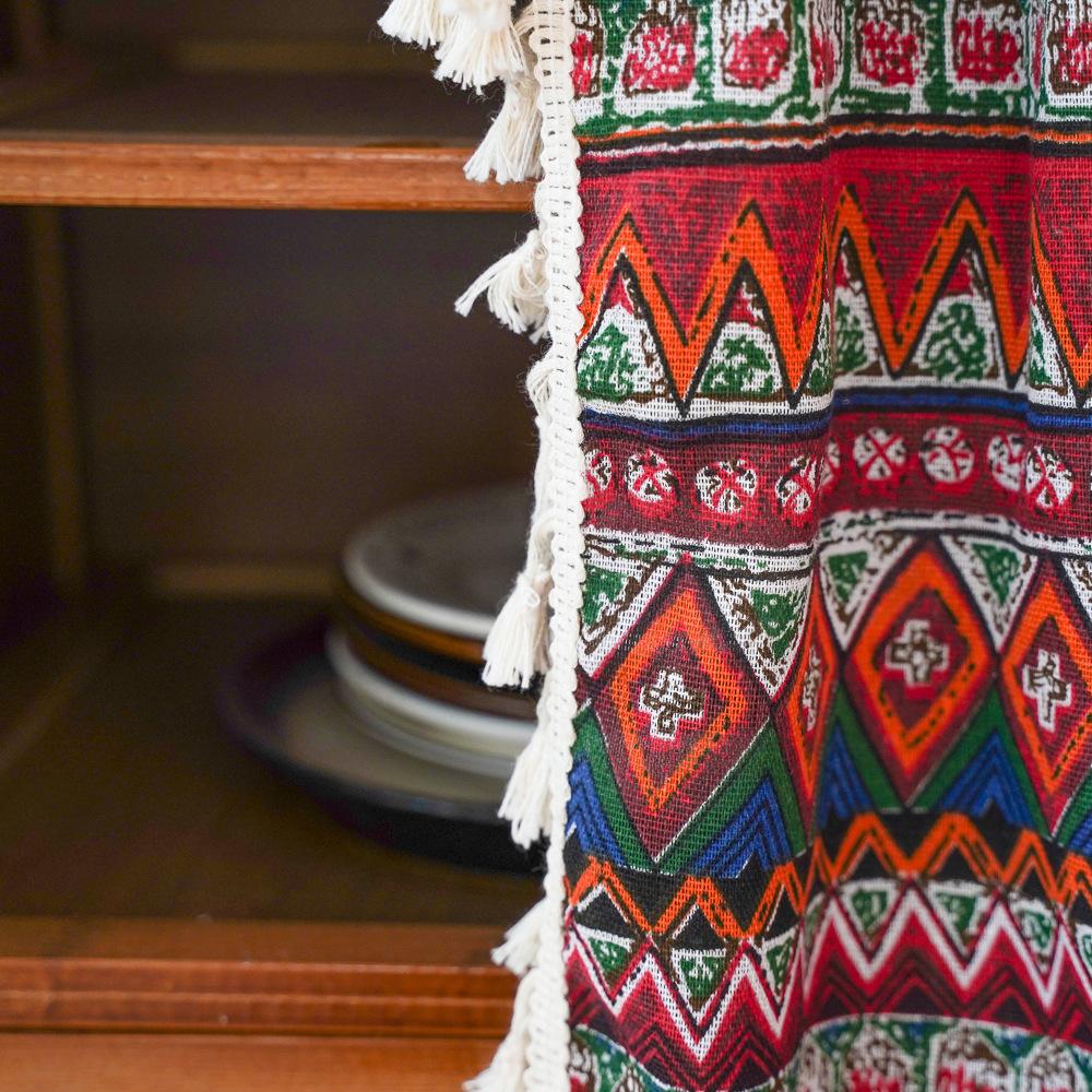 Bohemian Cabinet Curtain Dust-Proof Partition Short Curtain Homestay Small Window Curtain Fabric Half Curtain Door Curtain Shoe Cabinet Curtain