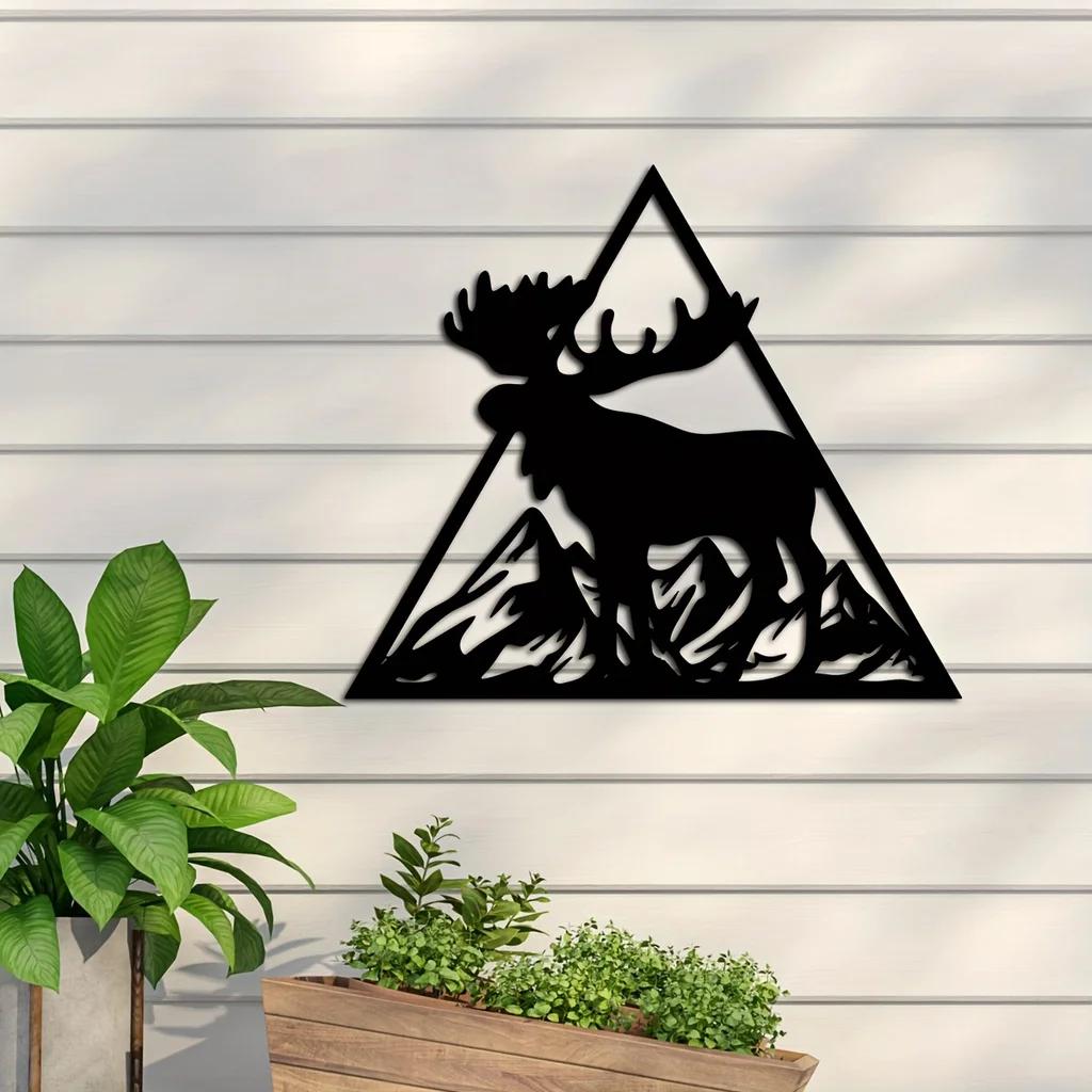 Metal Deer Art Wall Decor - Forest Deer Sign - Elegant Metal Forest Deer Wall Hanging - Stylish Wall Decor for Home