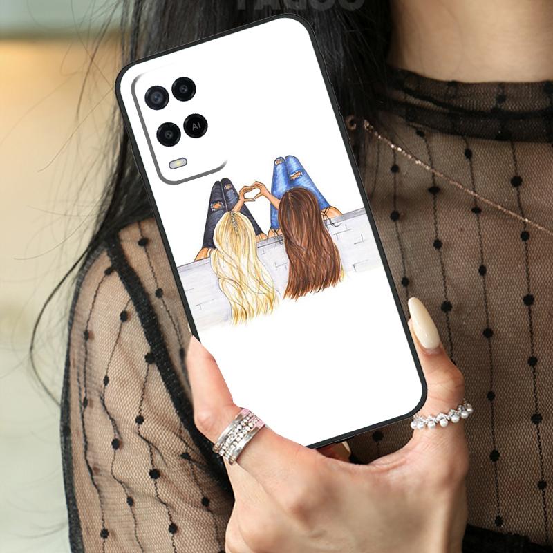 Best Friends BFF Matching Case For Oppo A16 A76 A96 A17 A18 A60 A80 A40 A38 A58 A78 A98 A94 A74 A54 A15 A57 A77 A5 Pro