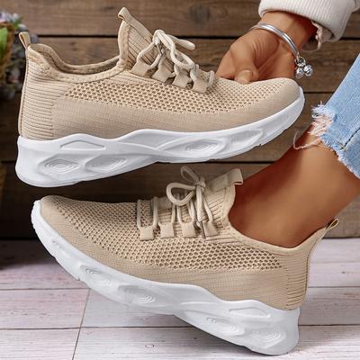 Mode Damen Sneaker 2024 Neu Frühling Herbst Neue Mesh Atmungsaktive Ballerinas Schuhe Bequeme Leichte Gestrickte Sneaker Designerschuhe