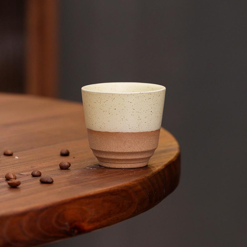 Concentrated Ceramic Coffee Cup American Latte Latte Flower Cup Coarse Pottery Retro Kung Fu Teacup