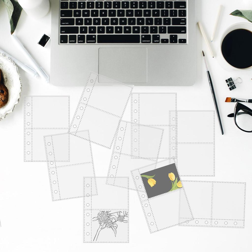 10pcs A7 6-Ring Binder Replacement Card Pages Card Protector Sleeves Sticker Book Transparent or Frosted Pages Replacement