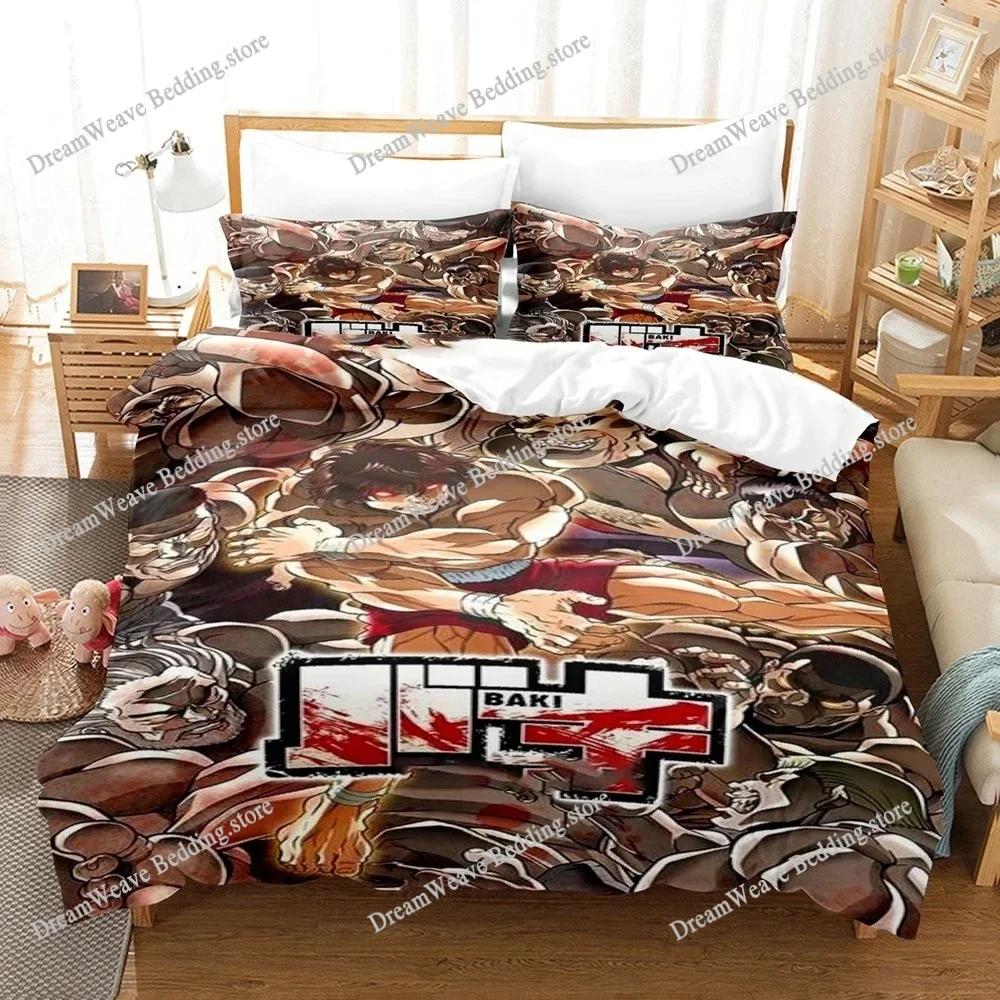 Baki Hanma Bedding Set Adults Boys Anime Bedding Set Duvet Cover Set Single Double Queen King Size Quilt Cover Pillowcase