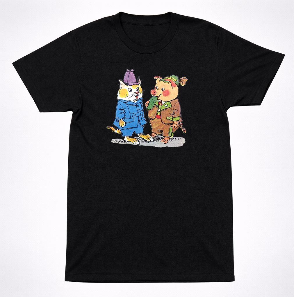 Sam Dudley Shirt Richard Scarry Kids Book Character Retro Cartoon Pig Cat