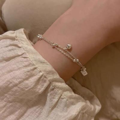 Doppelschichtige dreidimensionale Liebespfirsichherz-Armband 2025 Frühling und Sommer neues Temperament vielseitiger Schmuck