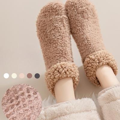 Damen Slouch Socken Damen Verdickte Korallenfleece Warme Indoor Boden Silikon Rutschfest Unsichtbare Baumwoll Boden Socken