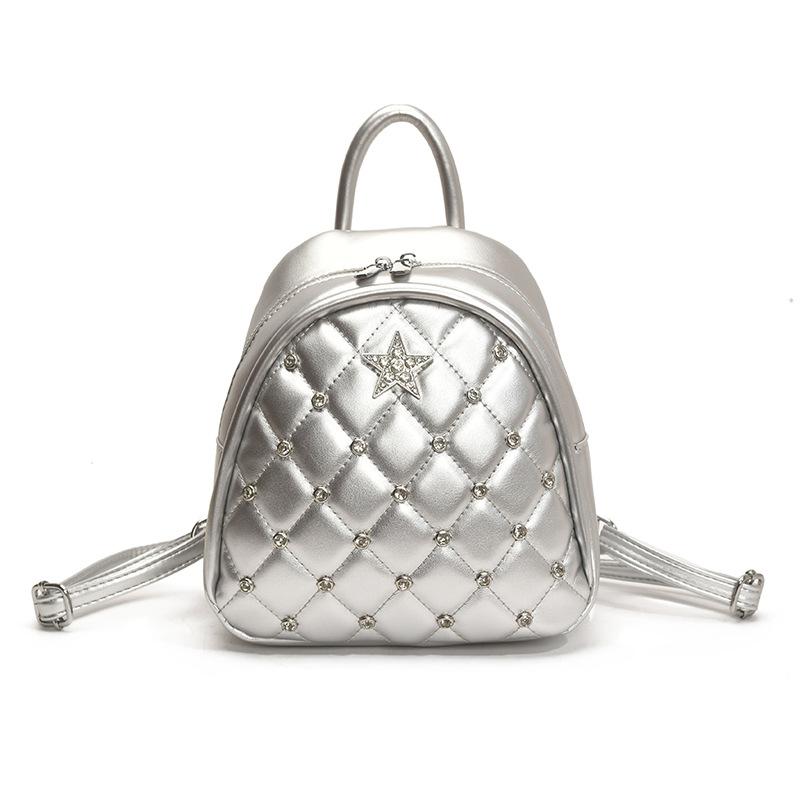 Korean Version of Fashion Rhombus Chain Bag Women's 2025 New Fashion Literary Style Small Backpack Simple Handbag