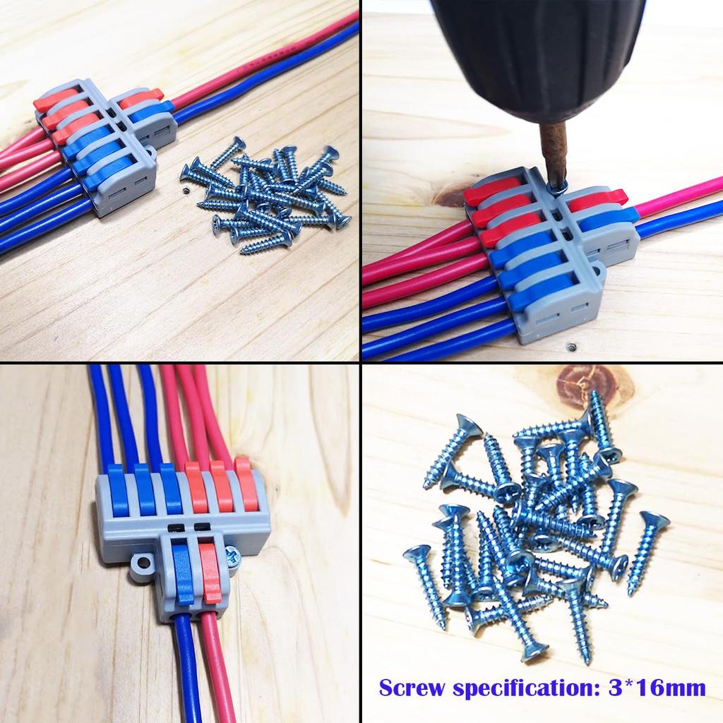 Cable CTRICALVER Lever Shiny Wire Fast Spring Lever Connectors with Fixing Screws Connectors, Connectors, Plug-in Terminals, Connectors, 2-in 6-out