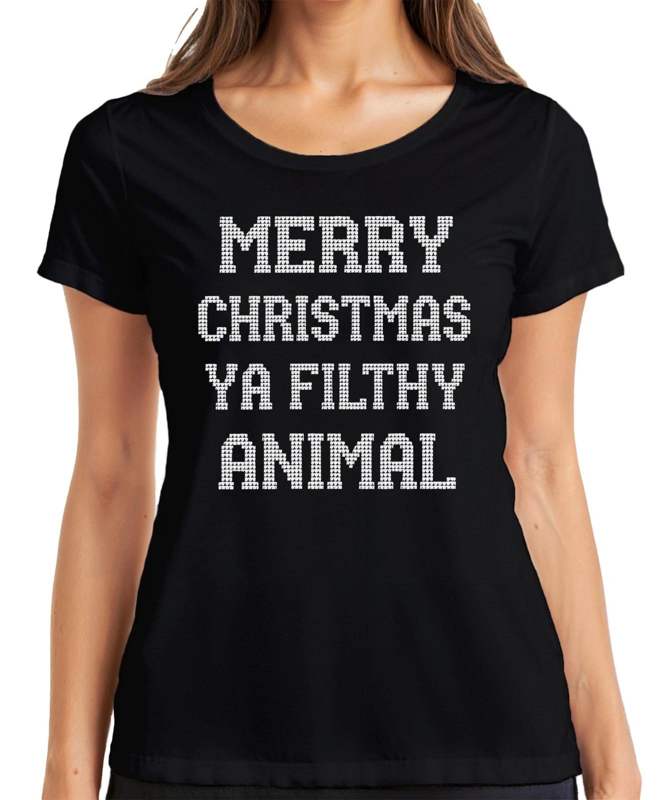 Merry Christmas Ya Filthy Animal lustig Weihnachten Geschenk Damen T-Shirt XS