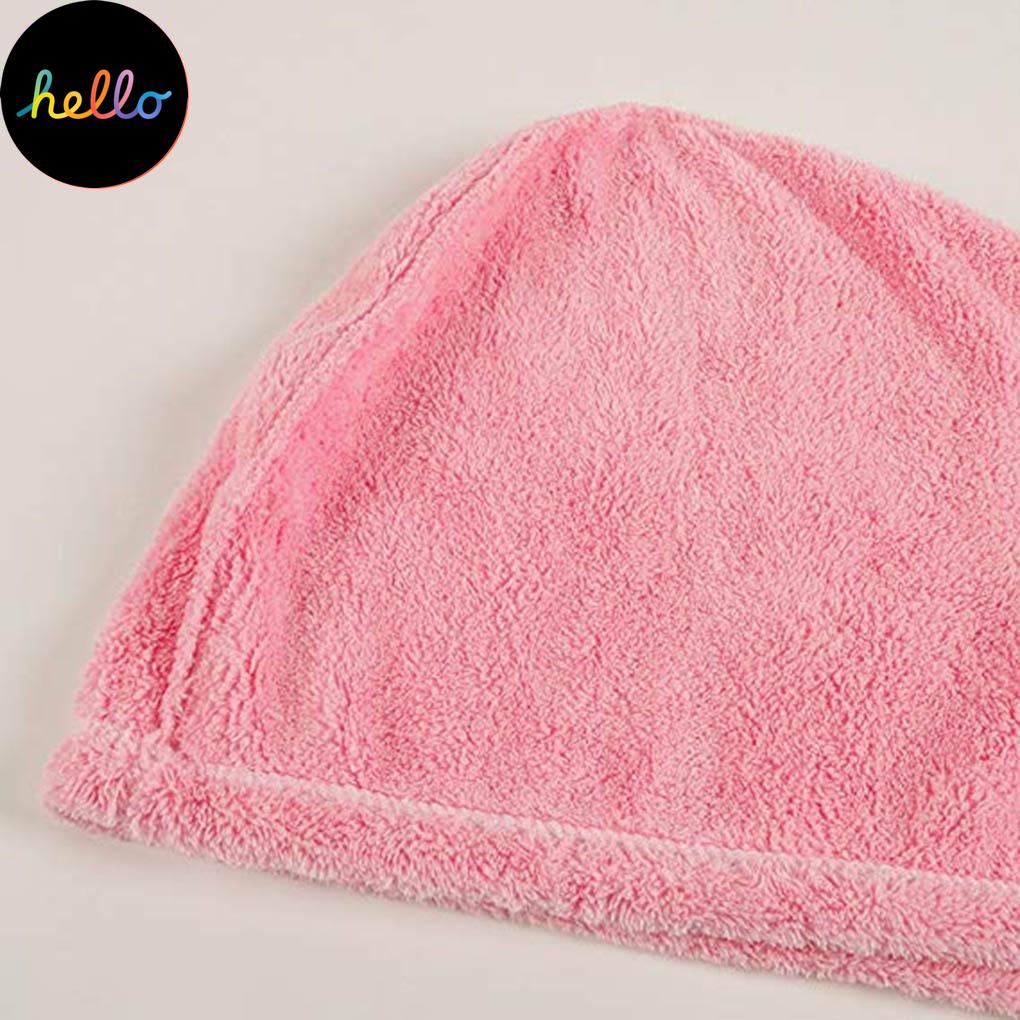 Coral Velvet Hair Drying Towel Ultra Absorbent Twist Head Turban Drying Cap Bat ng Button Hat