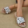 Mezzanine Flat Bottom Slippers Women's Summer Vintage Flower Casual Versatile Beach Cool Slippers
