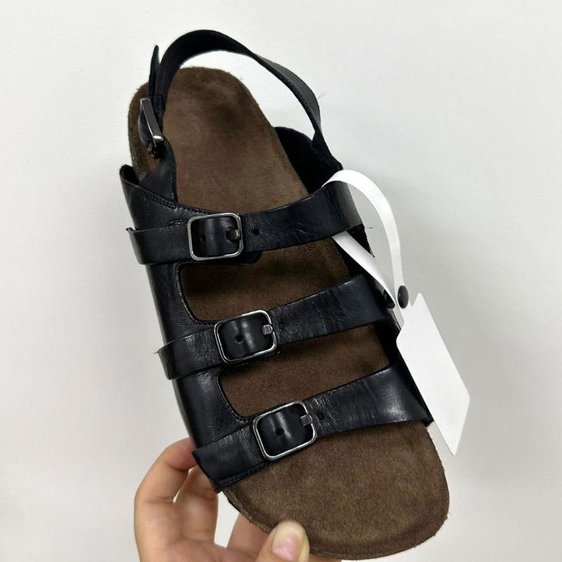 

Fashion Retro Belt Buckle Flat Sandals Women Comfortable Open-toe Brand Designer Shoes Summer Non-slip Beach Sandals Sandalias De Mujer 35 чёрный