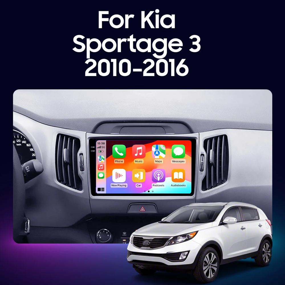 9Inch Android 14 Wireless CarPlay Auto Car Radio for KIA Sportage 3 2010-2015 2016 4G+WIFI Multimedia Video Player GPS Autoradio
