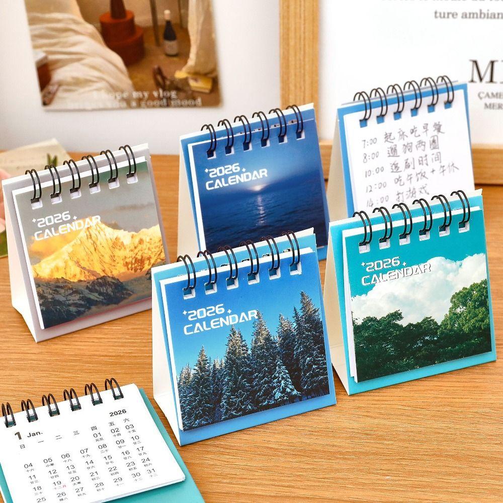 Creative 2026 Desk Calendar To Do List Landscape Schedule Planner Mini Calendar Home Decoration