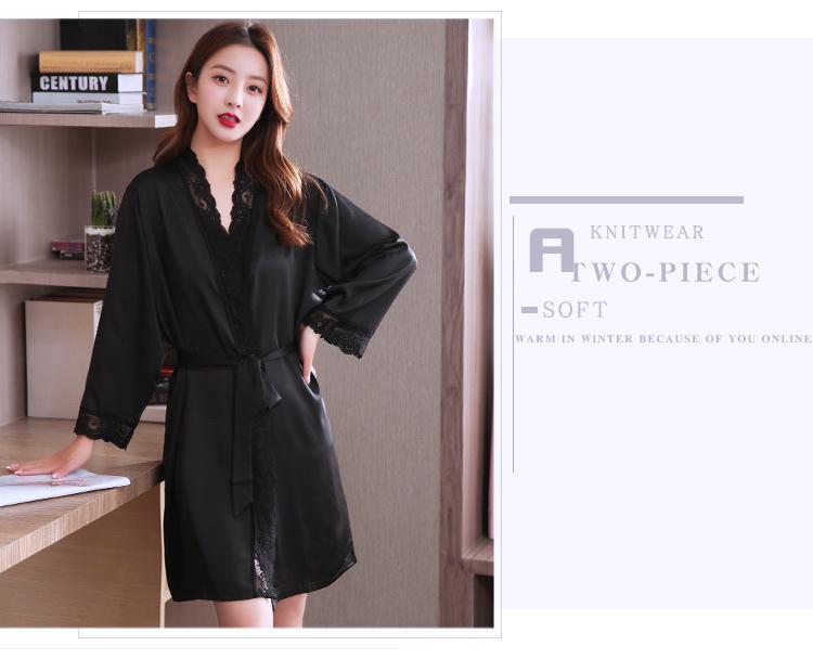 Ice Silk Sexy Camisole and Robe Set for Women