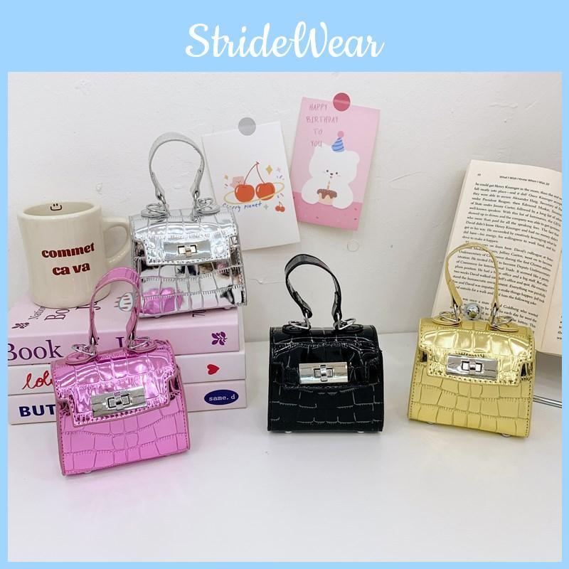 Color Solid Children Casual Bag With Laser Stone Texture Design Daily Travel