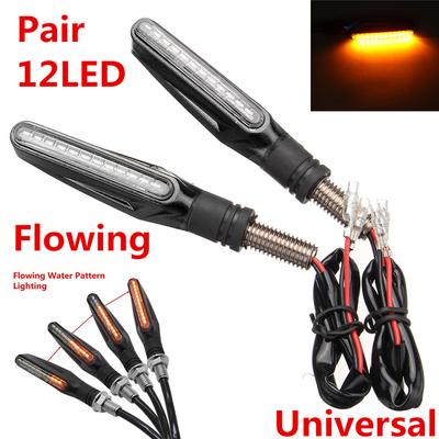 Pair  Flowing Universal Motorcycle Motorbike 12 LED Turn Signal Indicator Light