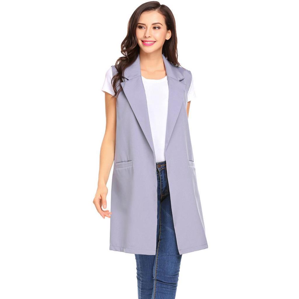 sleeveless open front blazer