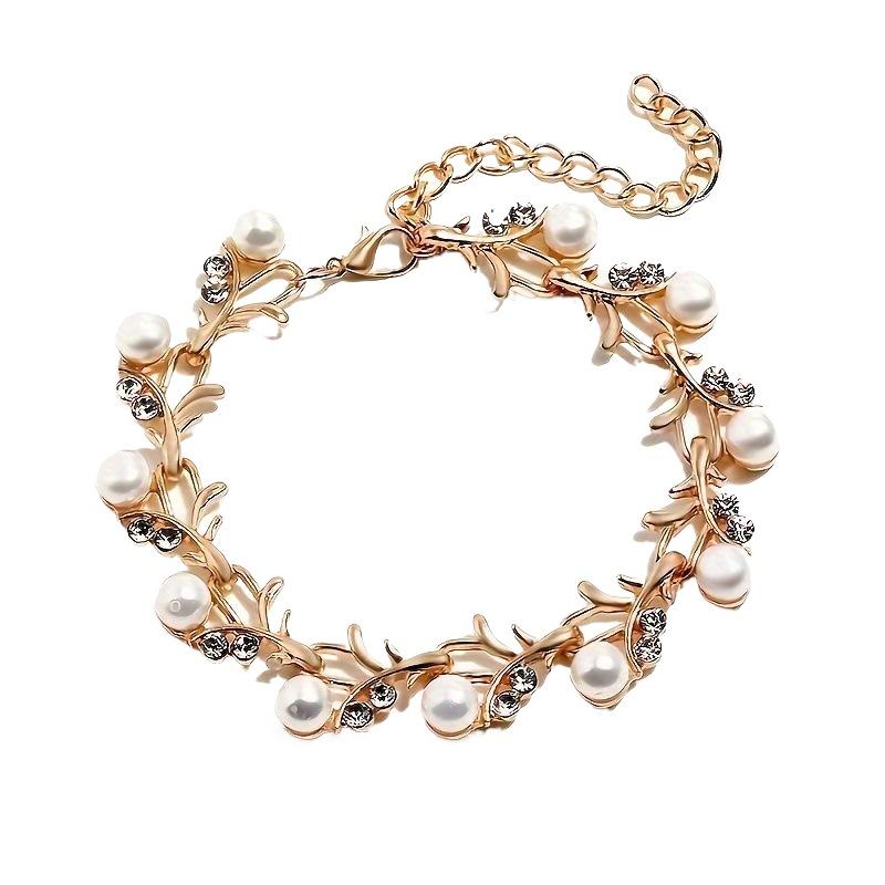 Elegant Faux Pearl Rhinestone Necklace Earrings Bracelet Bridal Jewelry Gift Jewelry Sets Women Wedding Dinner Dress Accessories