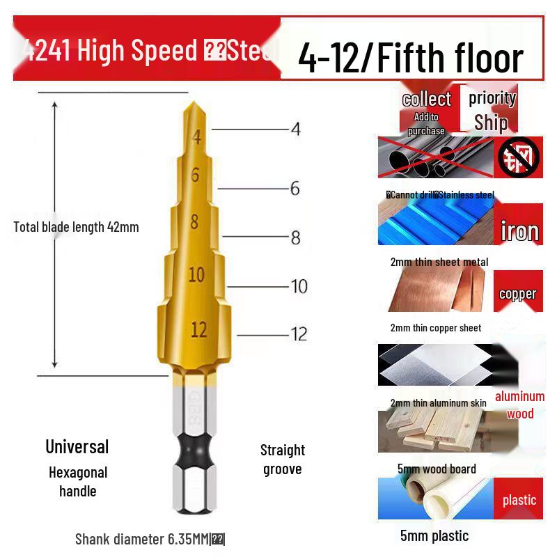 

Кобальтовое ступенчатое сверло «Пагода»: Многофункциональный расширитель ступенчатых отверстий из нержавеющей стали с высокой твердостью.