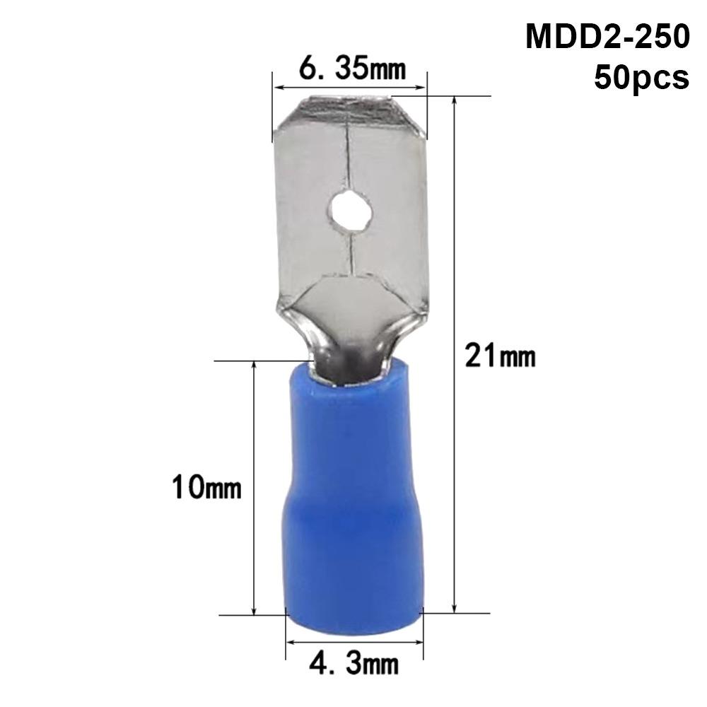 50Pcs 2.8/4.8/6.3mm Wire Connectors FDD/MDD1.25/2/5.5 Female/Male Electrical Crimp Terminal Insulated Spade Quick Disconnects