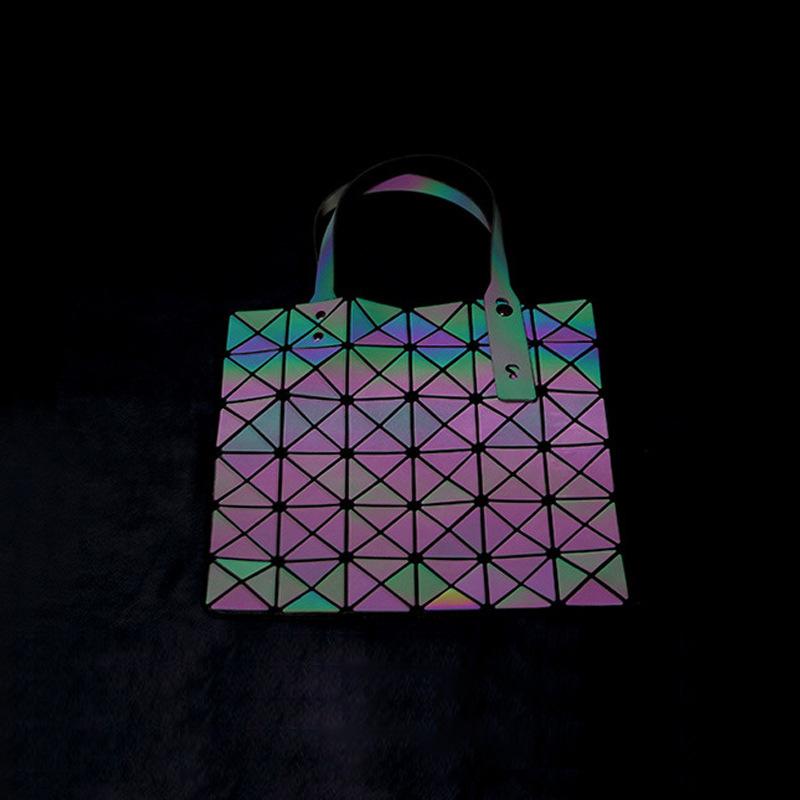 New Luminous Deformed Women's Bag Geometric Laser Rhombus Handbag Variable Folding Shoulder Bag