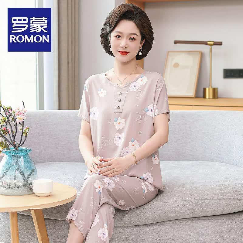 ROMON Women s Plus Size Summer Pajama Set XL