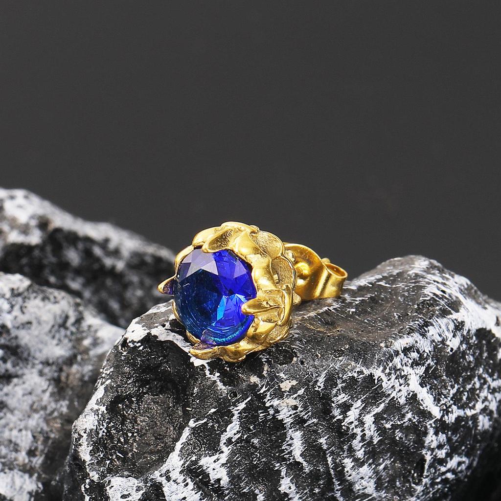 High-End Retro Rhinestone Stud Earrings for Men & Women – Versatile Titanium Steel Design