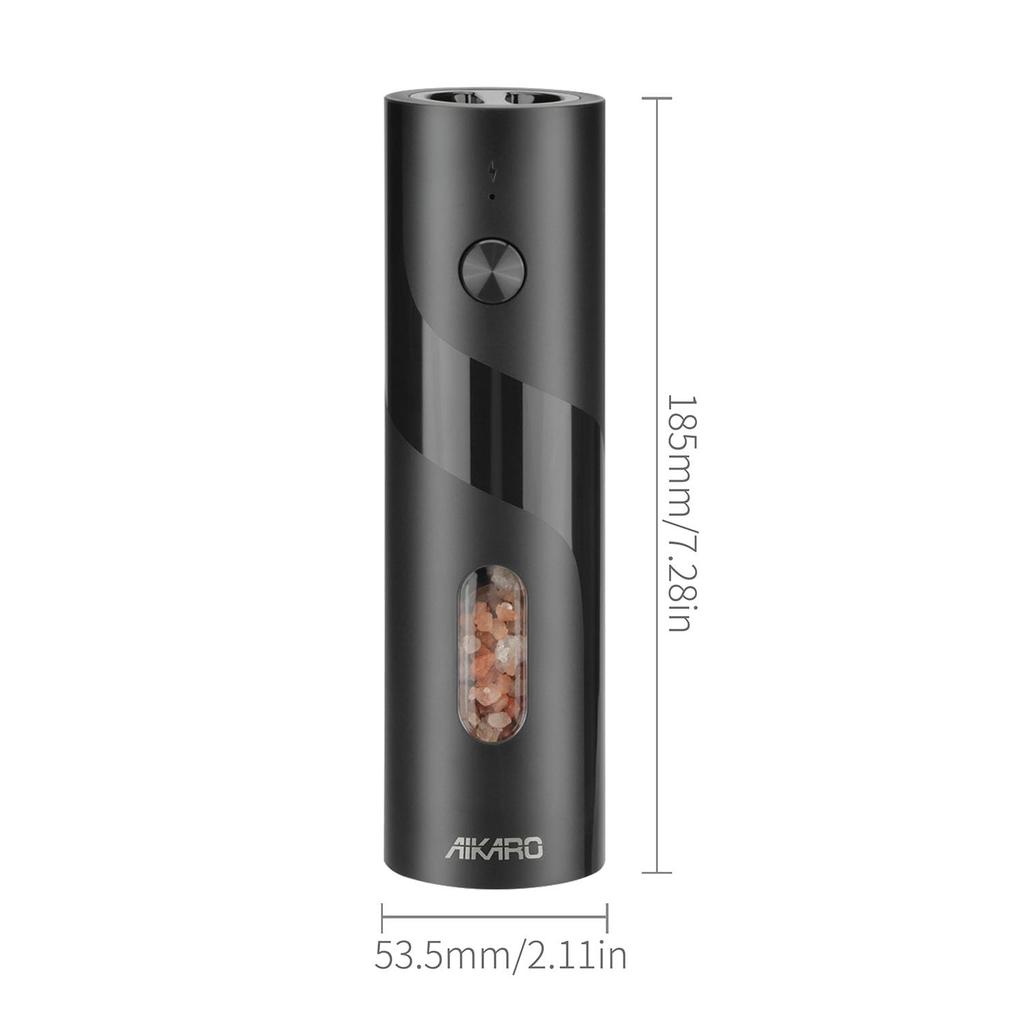 AIKARO - Electric Salt and Pepper Mill, Automatic Spice Grinder, Battery Operated