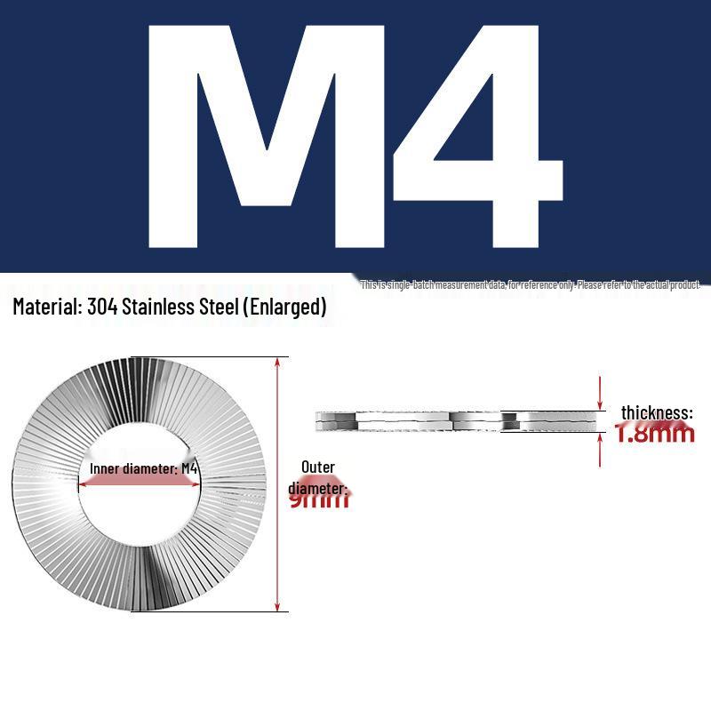 DIN25201 304 Stainless Steel Self-Locking Double Stack Washer, 65Mn Manganese Anti-Loosening, Double-Sided Tooth Layer.