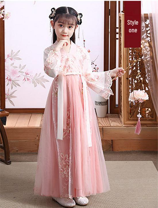 Girls' Hanfu Dress: Super Fairy Princess Long Sleeve Chinese Style for Autumn/Winter