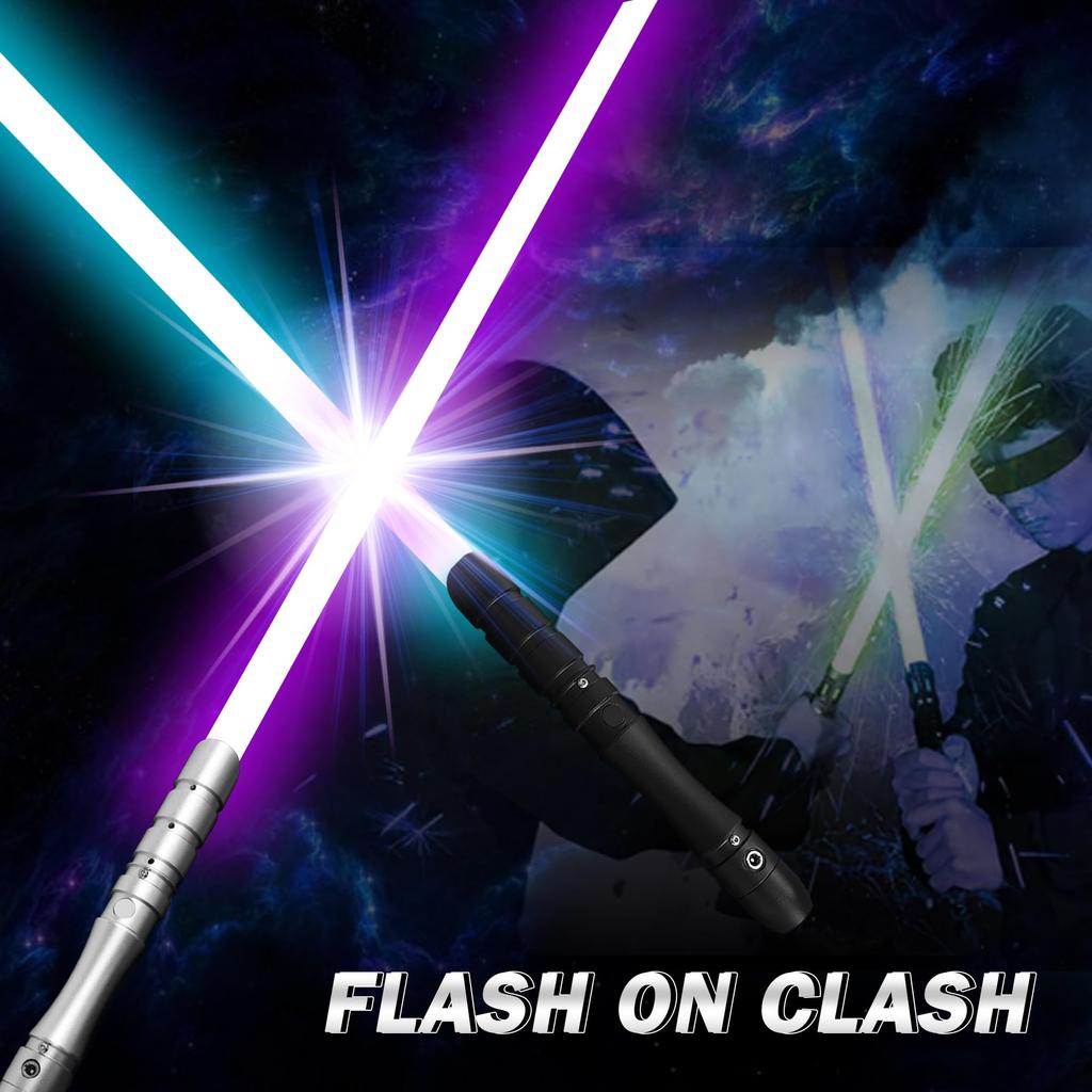 YDD Jedi Sith Lichtschwert mit Aluminium 16 Farben LED Lichtschwert für Intensive für Erwachsene Griff RGB Griff, Ändert, Kämpfe, (Schwarze Klinge)