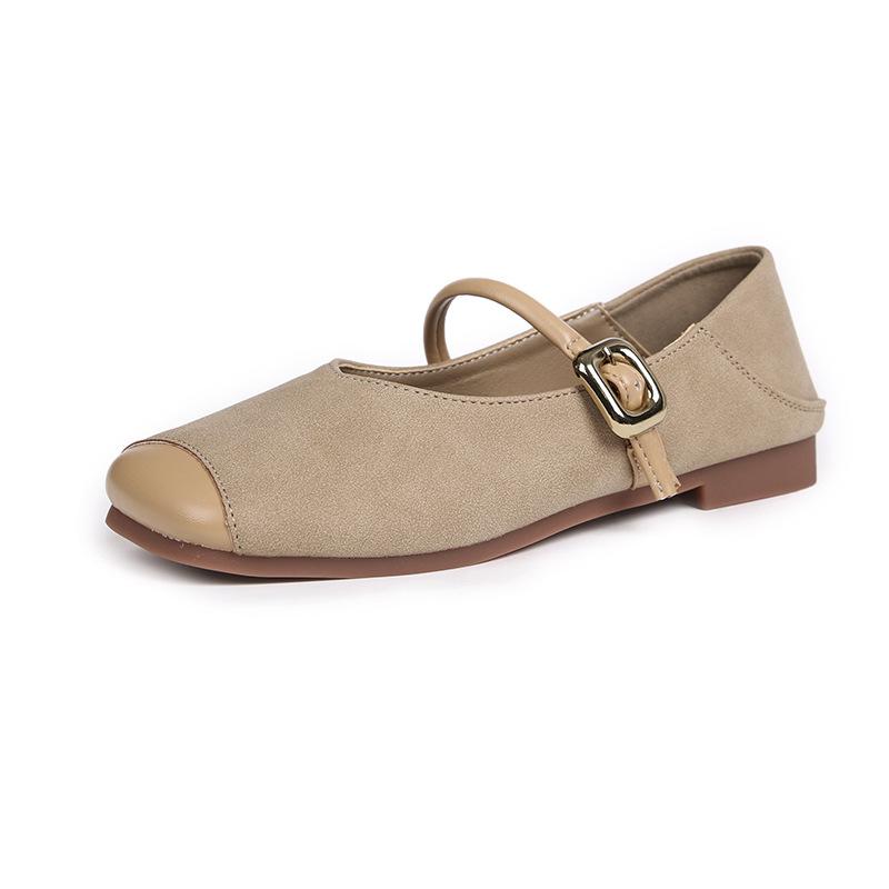Mode-Einzelschuhe für Damen 2025 Sommer neu, Oberbekleidung, niedriger Absatz, leichter Ausschnitt, Mary Jane Schuhe mit quadratischer Spitze, weicher Sohle und Schnalle zum doppelten Tragen