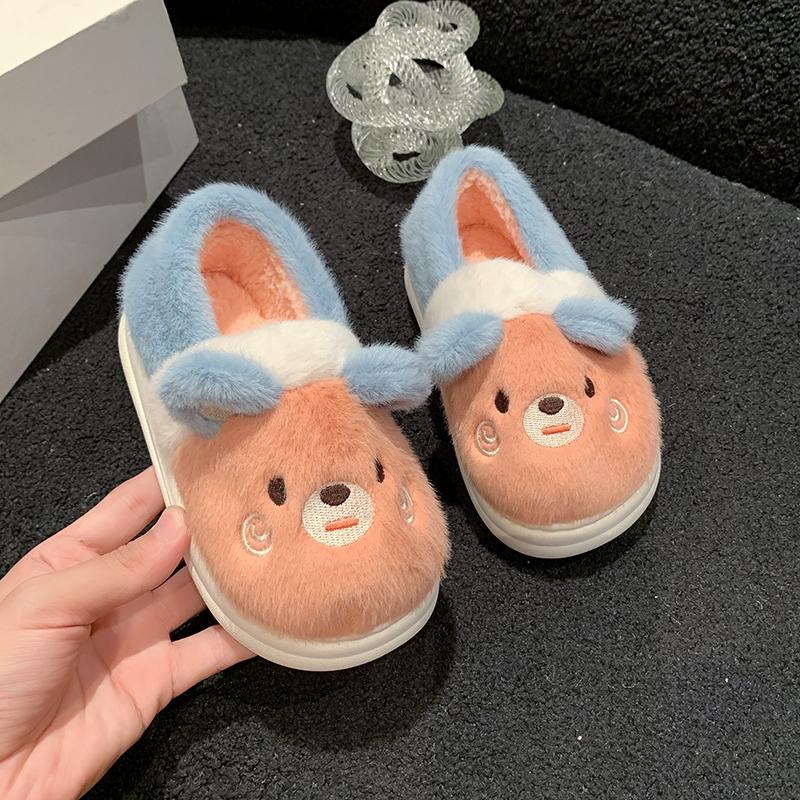 Children's cotton slippers autumn and winter new home indoor anti-skid warm cartoon boy and girl thickened cotton