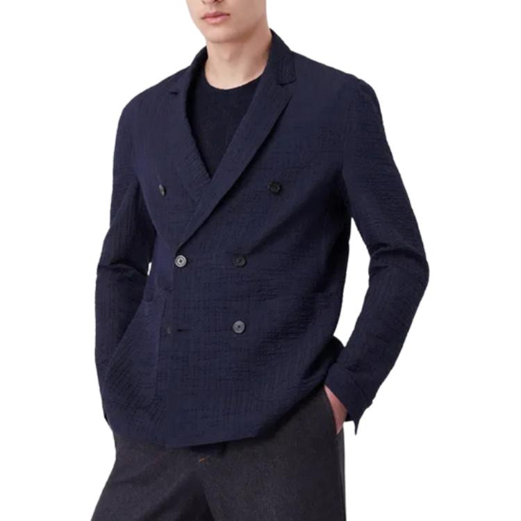 Emporio Armani Business Suits Men's Dark Blue Suit Collar Moderate Business Suit I1G850-I1134-922